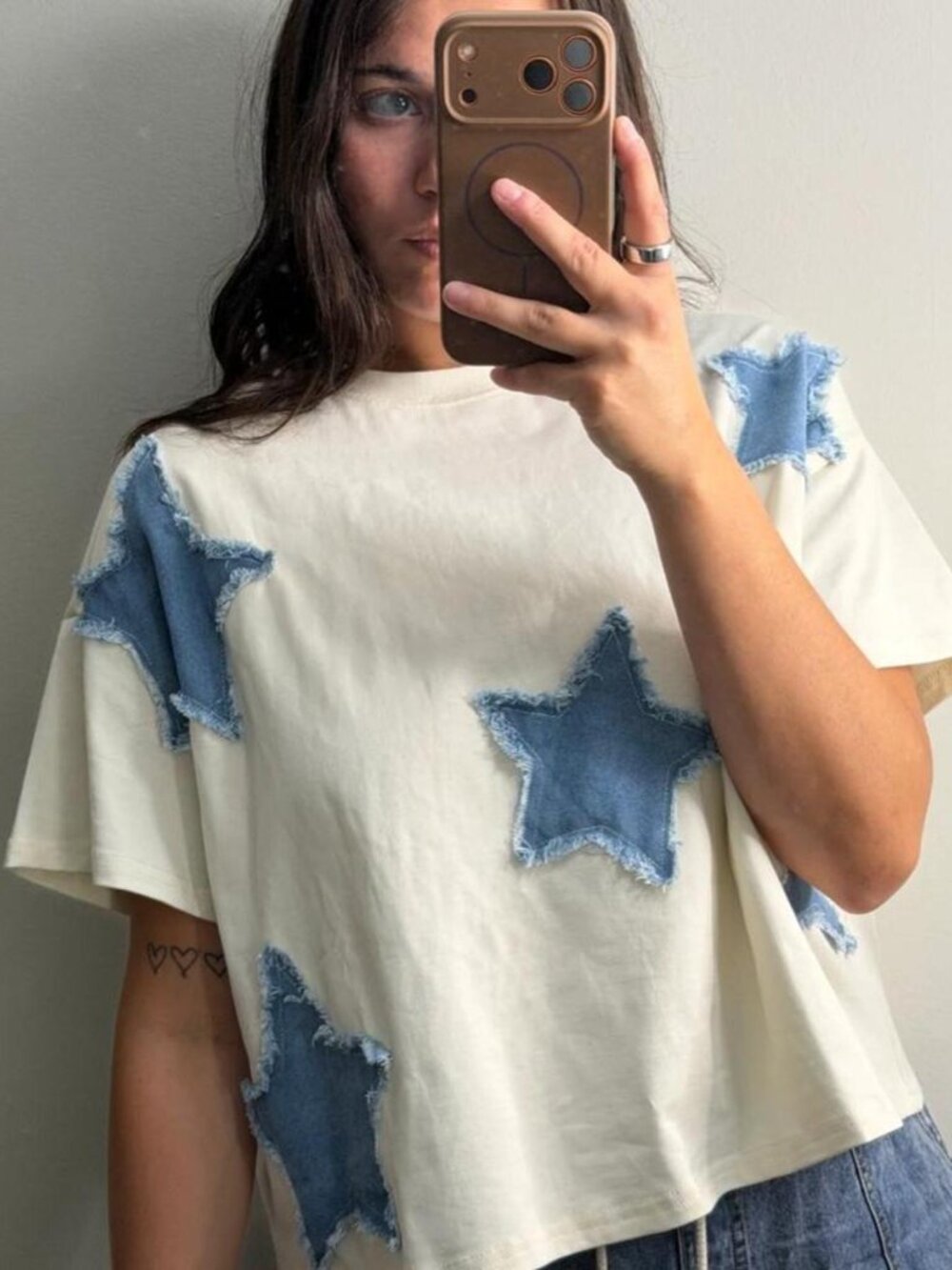 Distressed Denim Star Tee